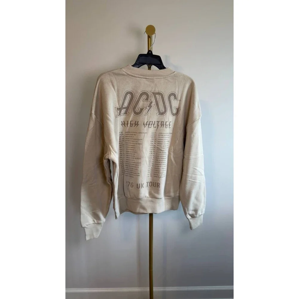 AC/DC High Voltage Graphic Crewneck Sweatshirt Tan M NWOT $46 - Picture 5 of 6
